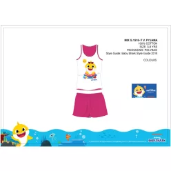   Baby Shark summer sleeveless kids pajamas - cotton pajamas - pink