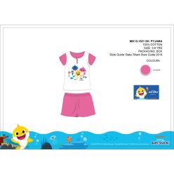   Baby Shark nyári rövid ujjú gyerek pizsama - pamut pizsama - pink