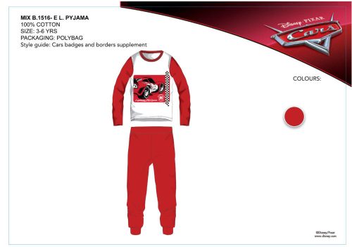 Disney Cars kids jersey pajamas - cotton pajamas - red