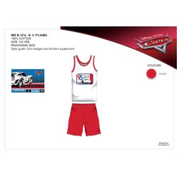Disney Cars summer sleeveless kids pajamas - cotton pajamas