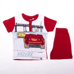 Short-sleeved cotton children's pajamas - Cars - racing