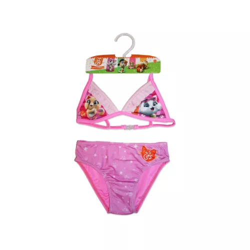 44 Cheeky cat two-piece swimsuit for girls - triangle top - pink - 104