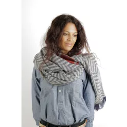 Cecilia Gallerani scarf - 200x98 cm - gray, zigzag pattern