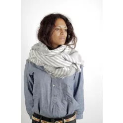 Cecilia Gallerani scarf - 140x140 cm - pearl gray, white