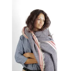 Cecilia Gallerani scarf - 200x98 cm - denim blue, striped