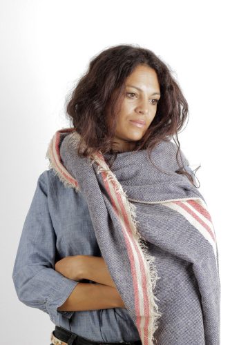 Cecilia Gallerani scarf - 200x98 cm - denim blue, striped