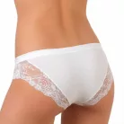 Women's panties - with thick side panels - decorated with lace insert at the front - white - M