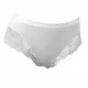 Women's panties - with thick side panels - decorated with lace insert at the front and waist - white - L