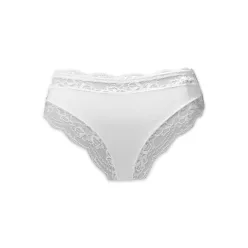   Women's panties - thick side with lace insert at the front and waist - white - S