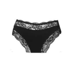   Women's panties - thick side with lace insert at the front and waist - black - XL