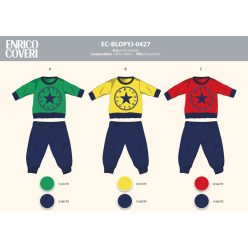   Enrico Coveri long thin baby pajamas - 100% cotton pajamas - yellow-dark blue - 74