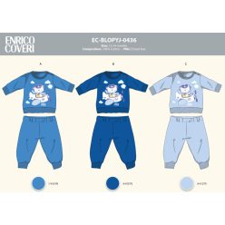   Enrico Coveri long thin baby pajamas - 100% cotton pajamas - medium blue - 92