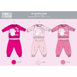   Enrico Coveri long thin baby pajamas - 100% cotton pajamas - Elephant print - pink - 92