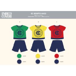   Enrico Coveri short-sleeved summer baby pajamas - 100% cotton pajamas - red-dark blue - 92