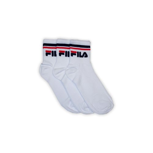 Fila unisex cotton socks - short ankle socks - ribbed cuff - 3 pairs - white - 43-46