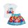 Cottage patterned cotton t-shirt-skirt set for girls - white patterned - 122