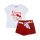 Cherry patterned cotton t-shirt-shorts set for girls - white-red - 110