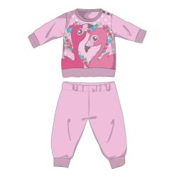   Flamingo winter cotton baby pajamas - interlock pajamas - light pink - 80