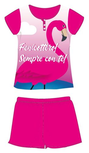 Flamingo summer short sleeve kids pajamas - cotton jersey pajamas - pink - 116