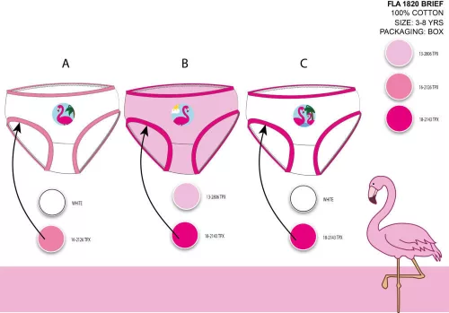 Flamingo girl panties - 3-piece cotton panties - 110-116