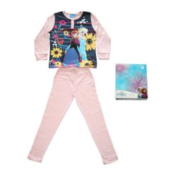   Long thin cotton children's pajamas - Frozen - striped - Jersey - light pink - 134