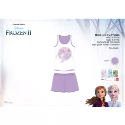   Disney Frozen summer sleeveless kids pajamas - cotton pajamas - light purple