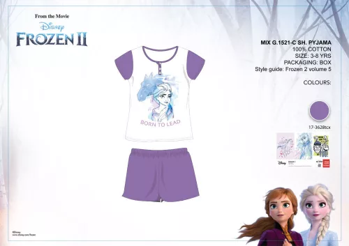 Disney Frozen summer short sleeve kids pajamas - cotton pajamas - purple