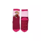 Non-slip kids ankle socks - Frozen - plush - Anna patterned - burgundy-pink - 31-34