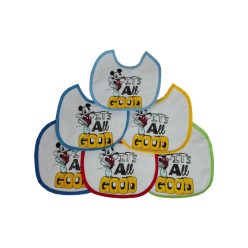   Mickey Mouse baby bib 6 pieces/pack - cotton bib - light blue-medium blue-dark blue-yellow-red-green