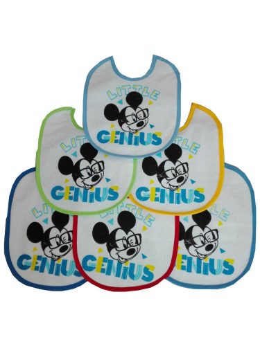 Mickey Mouse baby bib 6 pieces/pack - cotton bib - light blue-medium blue-dark blue-yellow-red-green