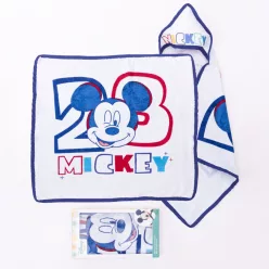   Mickey Mouse baby hooded towel - cotton baby towel - white-navy blue