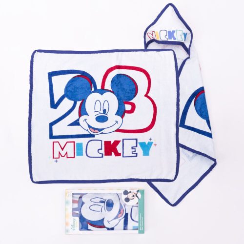 Mickey Mouse baby hooded towel - cotton baby towel - white-navy blue
