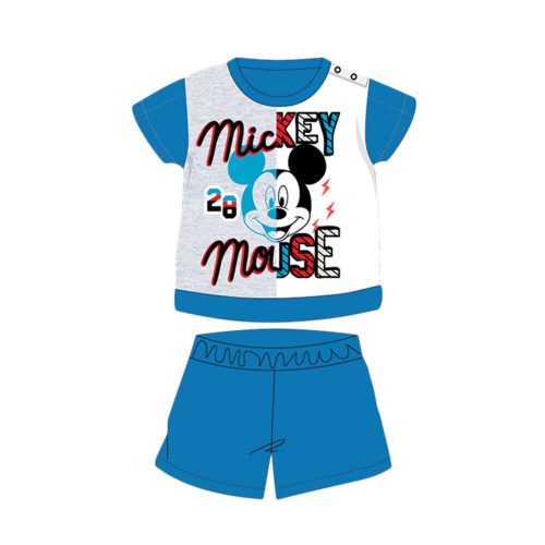 Summer short-sleeved cotton baby pajamas - Disney Mickey Mouse - navy blue - 92