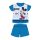 Summer short-sleeved cotton baby pajamas - Disney Mickey Mouse - striped - navy blue - 92