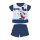 Summer short-sleeved cotton baby pajamas - Disney Mickey Mouse - striped - dark blue - 80