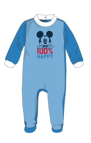 Disney Mickey Mouse baby velour onesie - medium blue-white - for 0-1 month old baby
