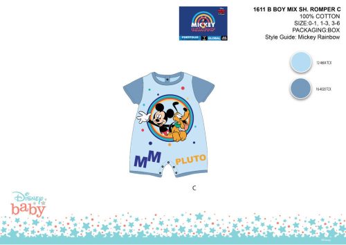Disney Mickey Mouse baby short sleeve summer onesie - with Mickey and Pluto pattern - light blue-blue - for 0-1 month old baby