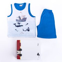   Mickey Mouse boy cotton pajamas - sleeveless pajamas - summer set - medium blue - 110