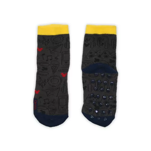 Non-slip kids ankle socks - Mickey Mouse - plush - anthracite - 27-30