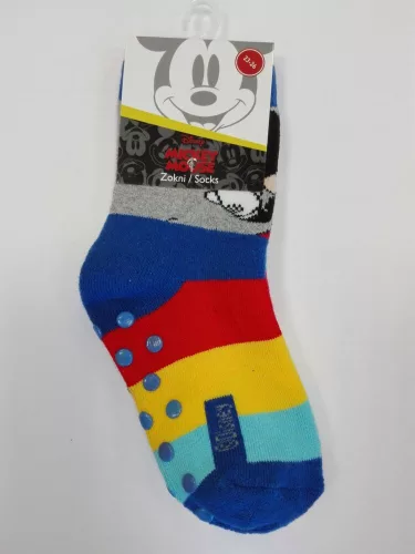 Non-slip kids ankle socks - Mickey Mouse - plush - mid blue - 19-22