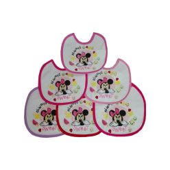   Minnie Mouse baby bib 6 pieces/pack - cotton bib - light pink-pink-dark pink-pink-red-purple