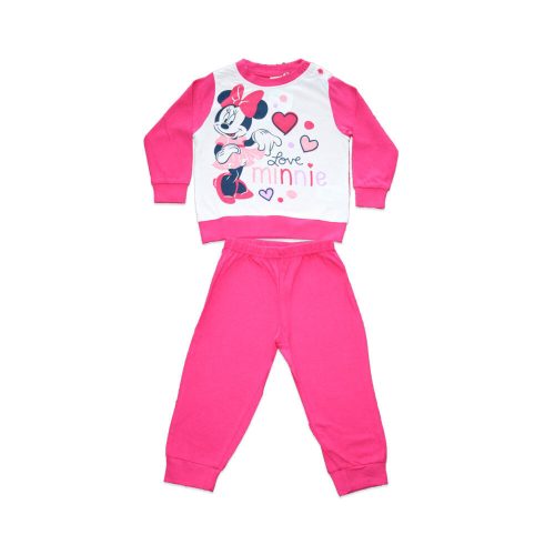 Long thin cotton baby pajamas - Minnie Mouse heart pattern - Jersey - pink - 92