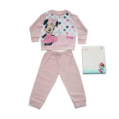 Long thin cotton baby pajamas - Minnie Mouse polka dot - Jersey - light pink - 92