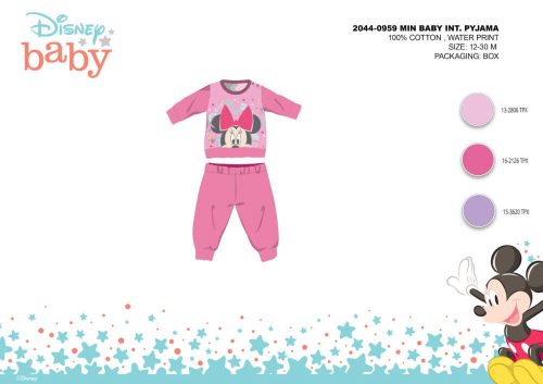 Winter interlock cotton baby pajamas - Disney Minnie Mouse - pink - 92