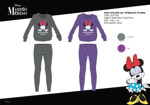 Winter cotton interlock women's pajamas - Disney Minnie Mouse - Morning Face print