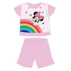   Disney Minnie Mouse summer short-sleeved baby pajamas - cotton jersey pajamas - rainbow pattern - light pink - 86