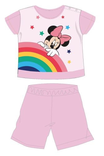 Disney Minnie Mouse summer short-sleeved baby pajamas - cotton jersey pajamas - rainbow pattern - light pink - 92