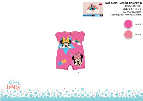 Disney Minnie Mouse baby short sleeve summer onesie - pink - for 0-1 month old baby