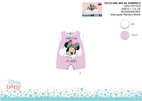 Disney Minnie Mouse summer short-sleeved baby romper - light purple-white - for 0-1 month old baby