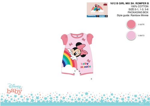 Disney Minnie Mouse summer short-sleeved baby romper - light pink-pink - for 1-3 month old baby